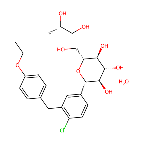 Dapagliflozin ((2S)-1,2-propanediol, hydrate)结构图