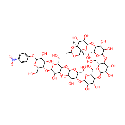 4,6-亚乙基-对硝基苯-Α-D-麦芽七糖苷结构图