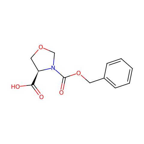 (R)-(+)-3-(苄氧羰基)-4-恶唑烷羧酸结构图