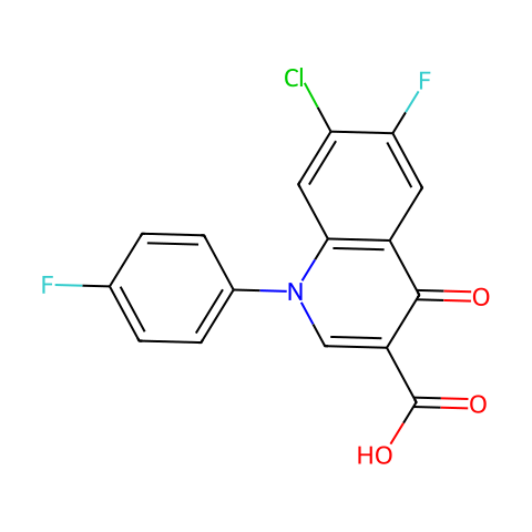 7-Chloro-6-fluoro-1-(4-fluorophenyl)-1,4-dihydro-4-oxo-3-quinolinecarboxylic Acid结构图