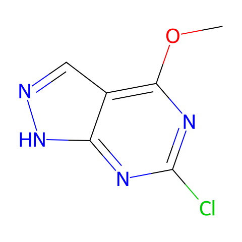 6-chloro-4-methoxy-1(2)H-pyrazolo[3,4-d]pyrimidine结构图