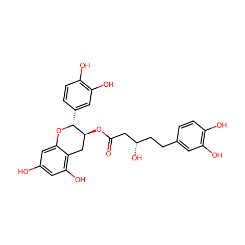 (-)-BETA,3,4-三羟基苯戊酸 2-(3,4-二羟基苯基)-3,4-二氢-5,7-二羟基-2H-1-苯并吡喃-3-基酯结构图